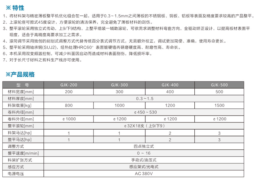 掀開式料架兼精密整平機產(chǎn)品說明